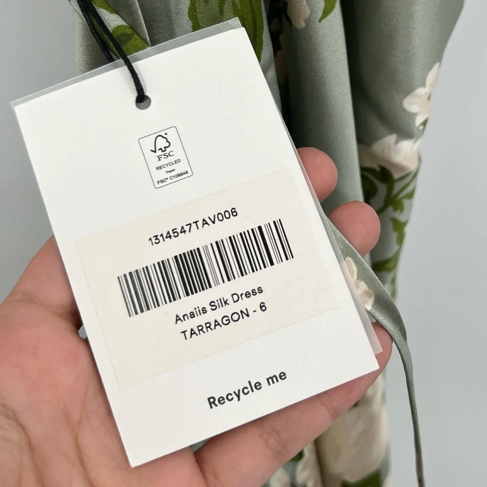 Reformation Anaiis Tarragon Floral Sage Green Maxi Dress with Blush Floral Print - Picture 6 of 6